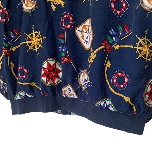 VINTAGE | Women’s Navy Nautical Bomber Windbreaker Zip Up Jacket | Size XL - Picture 6 of 16